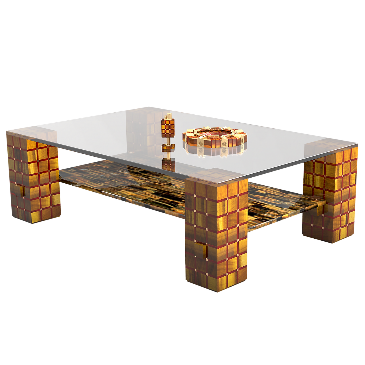 Potete ordinare tavoli esclusivi per abbinarsi allo stile dei vostri portacenere e accendini. Un esempio eccezionale è la GEMSTONE CIGAR TABLE 1024, un capolavoro di artigianato composto da 1024 pezzi realizzati a mano in bronzo, vetro e pietre preziose squisite. Questo tavolo aumenta la raffinatezza del vostro arredamento e si abbina perfettamente all’interno della vostra sala dei sigari.