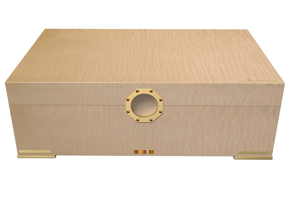 Miniatura: gp-grant Elie Bleu Octet Natural cigar humidor box with diamond and tiger eye detail