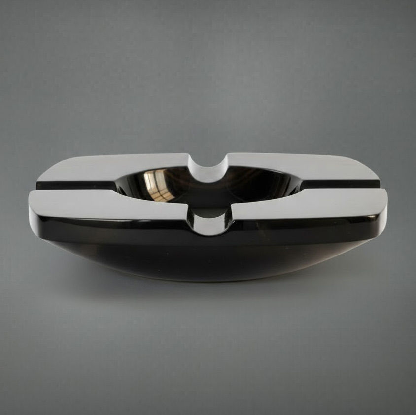 Vanakat OBSIDIAN gold CIGAR ASHTRAY VOLCANO, OBSIDIAN CIGAR ASCHENBECHER VOLCANO, CENICERO PARA PUROS DE OBSIDIANA VOLCANO