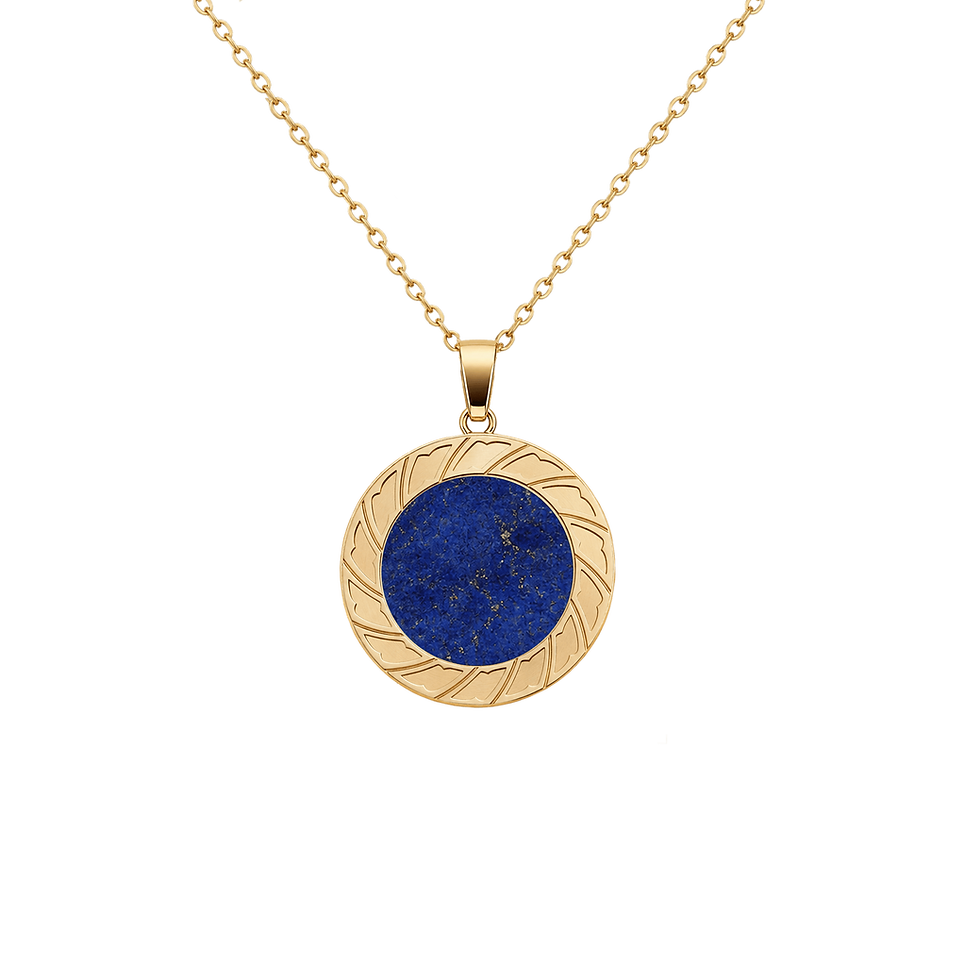 Zaven Lapis Lazuli small pendant in yellow gold with a deep blue round stone insert. o Goldanhänger