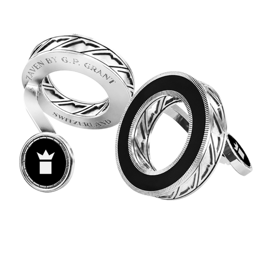 Cufflinks Zaven Band — Black Onyx, Silver with Yellow, Rose