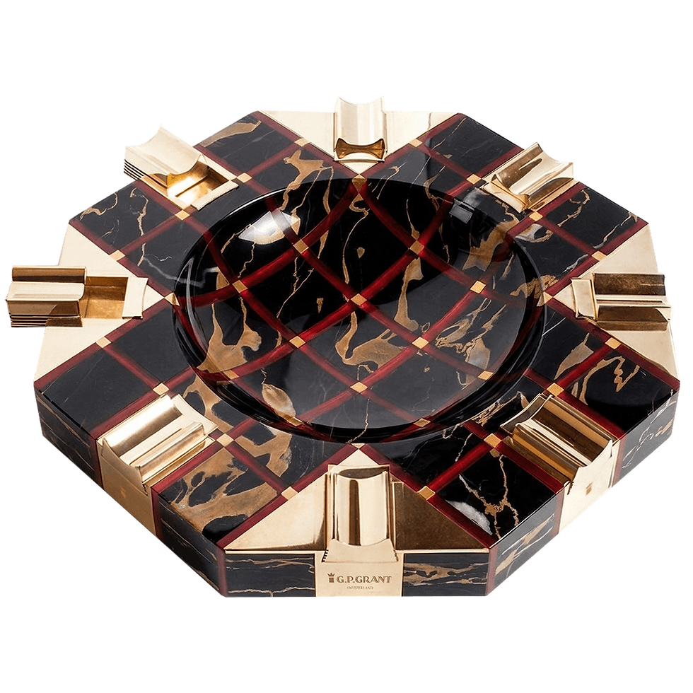 Black Nero Portoro gold marble luxury ashtray, large format luxury cigar and cigarette, Nero Portoro posacenere in marmo