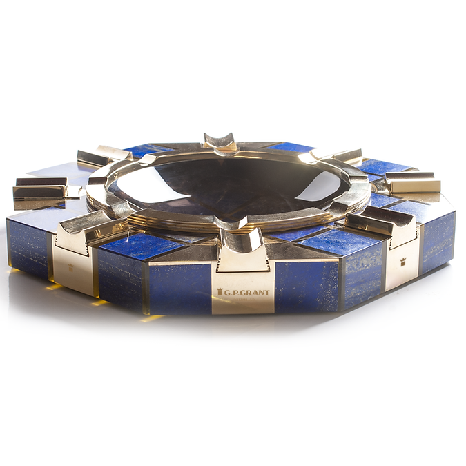 Miniature : blue lapis lazuli stone club ashtray crafted for elegant cigar and cigarette moments