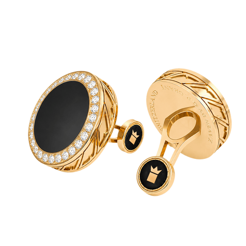 Cufflinks Zaven Regal — Diamonds, Black Onyx, Gold (Yellow, Rose