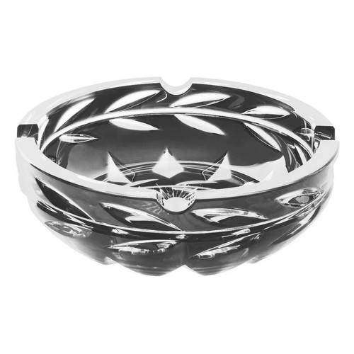 Luxury Crystal Glass Ashtray With Gold Trim & Hammered Texture - Elegant Home Decor