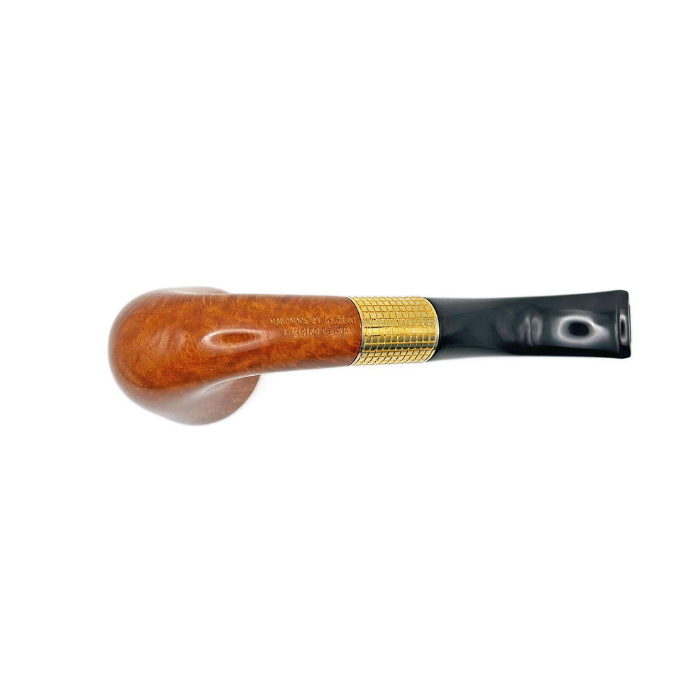 Миниатюра: Luxury half-bent tobacco pipe crafted from fine briar with long ring, PIPES HAUT DE GAMME Mastro de paya
