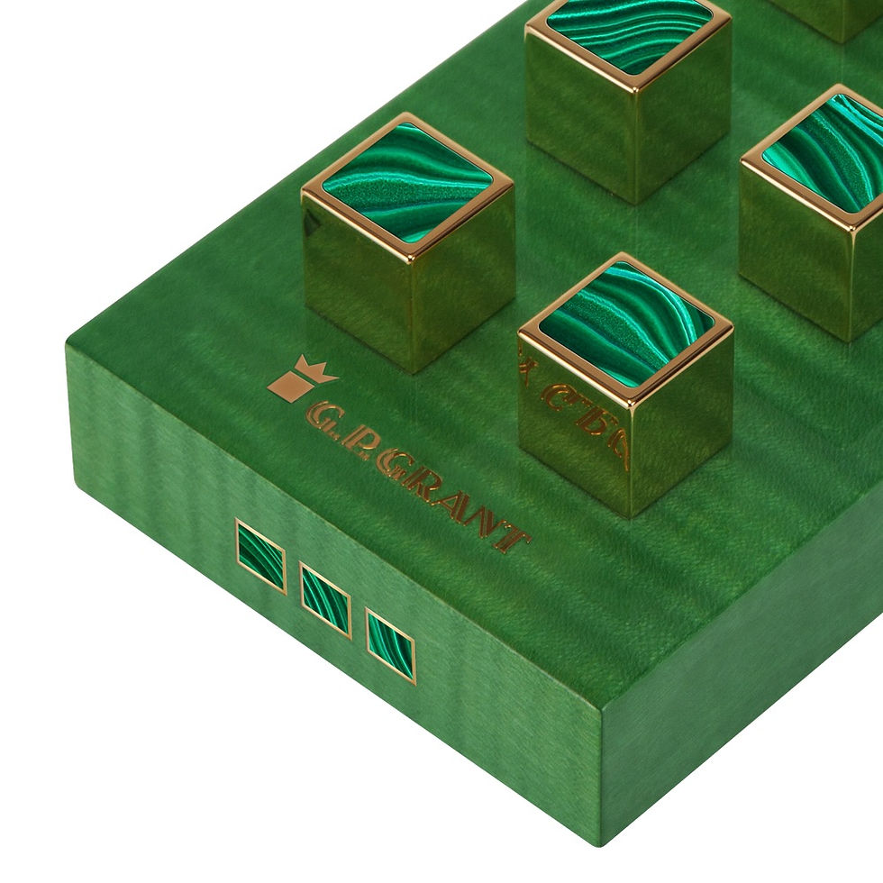 Miniature : gp-grant Sycamore ashtray with emerald and malachite detail