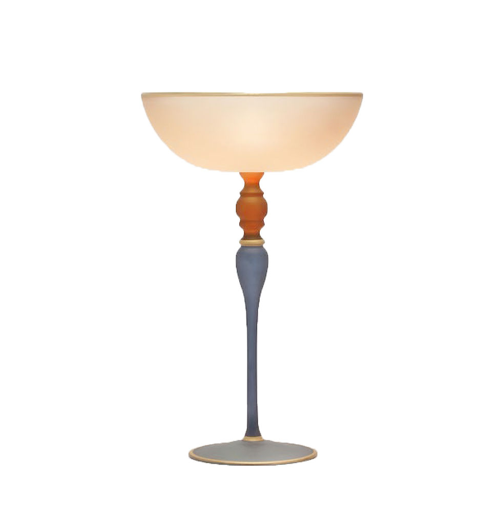 Thumbnail: Chic Crystal Cup Set: 3-piece set with matte amber finish, hand-painted blue-red stems, and gold accents for refined decor.