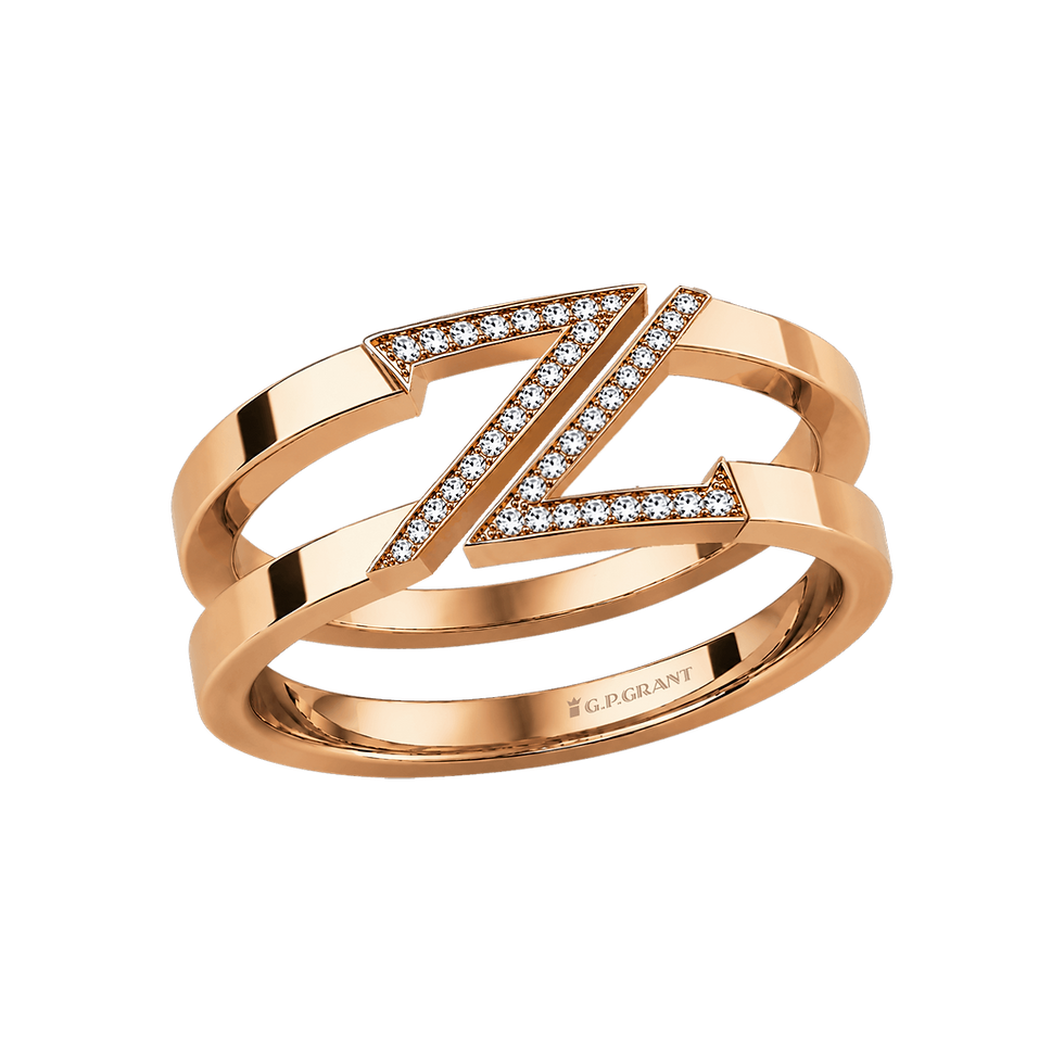 Zaven Open ring in 18K rose gold set with brilliant-cut diamonds. Ring aus gold mit Diamanten.