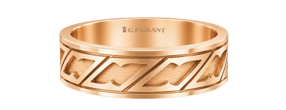 Gold rings for women in rose gold with geometric wedding band design
