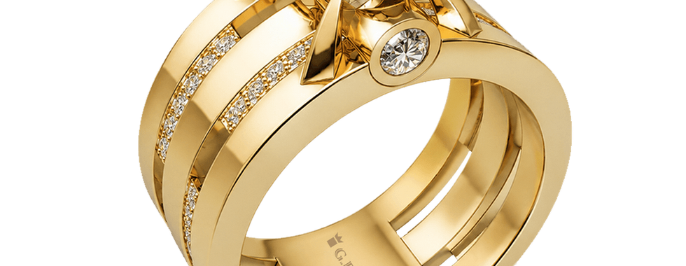 Gold engagement ring in yellow gold with diamonds, anniversary rings for her