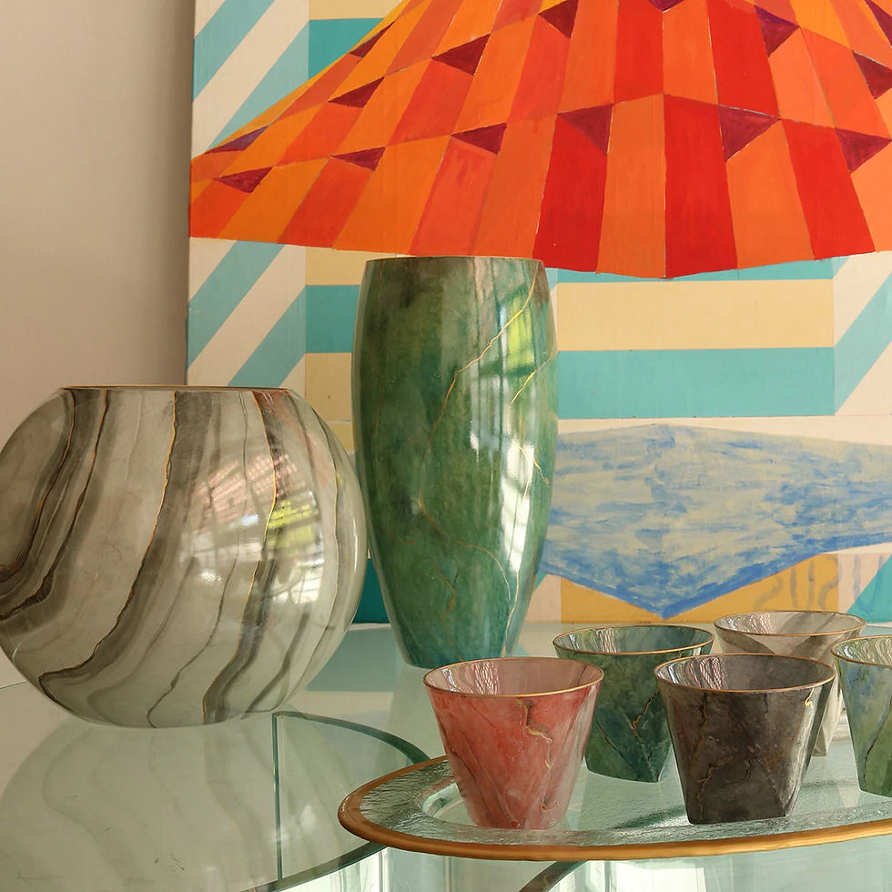 Thumbnail: Marmo Vase Sphere With Gold Rim