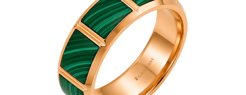 Rose gold ring with malachite, rose gold engagement rings and anniversary rings for her