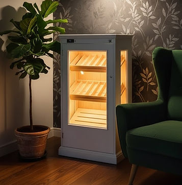 Medium Cabinet Humidors Humidity in these units is maintained using a natural humidor cabinet humidifier—a simple, reliable system based on a sponge tray and distilled water.
Every model includes a calibrated hygrometer for accurate humidity tracking. Our medium-sized cabinet humidors are ideal for retail spaces and private collections where compact size and premium craftsmanship are essential.