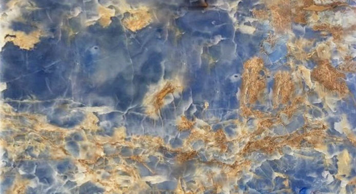 The Duramica Azzurro Mexico panel showcases deep blue Mexican onyx, reinforced for longevity, adding a refined accent to premium interiors.