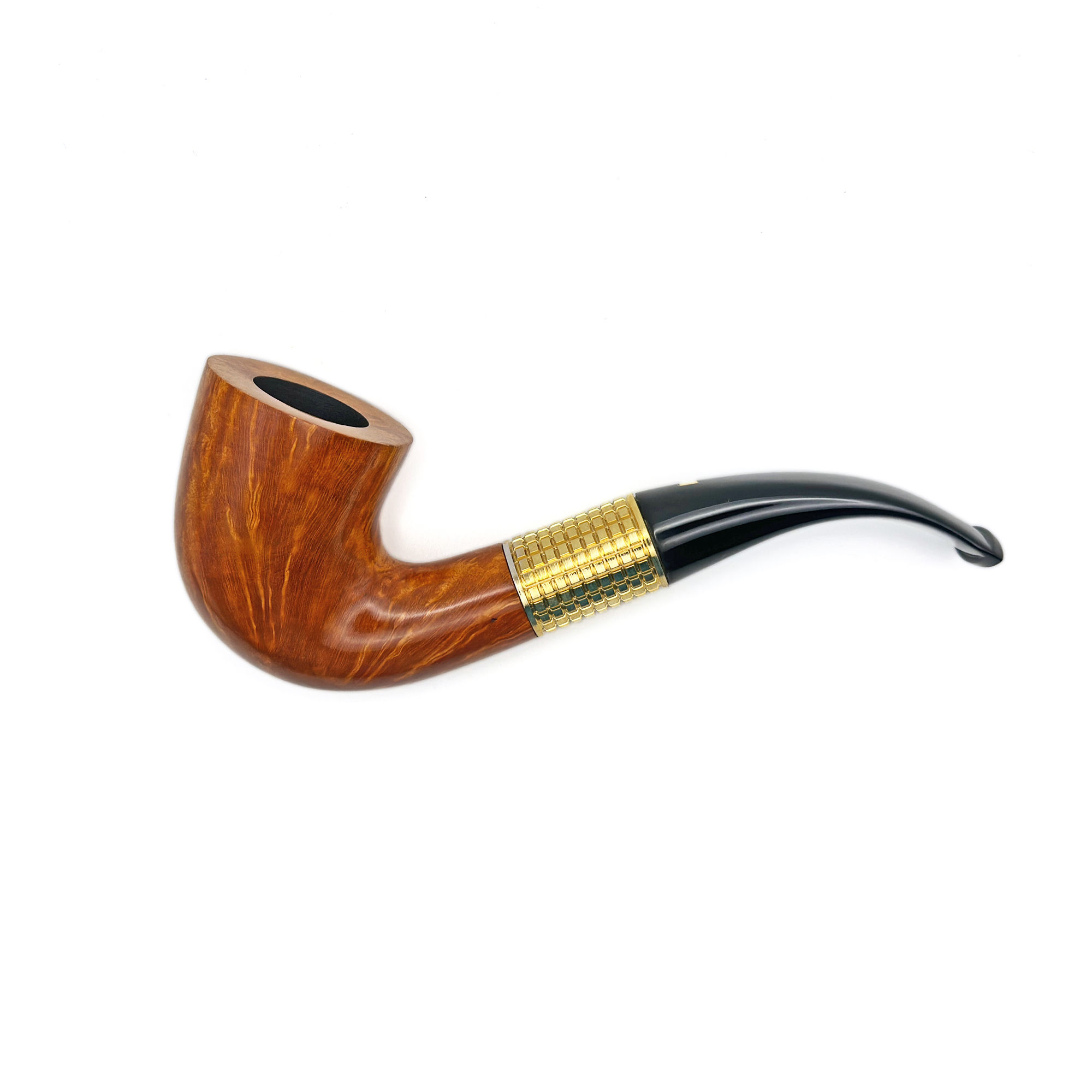High-End Pipe George «Long Ring» Half Bent Light Brown Gold