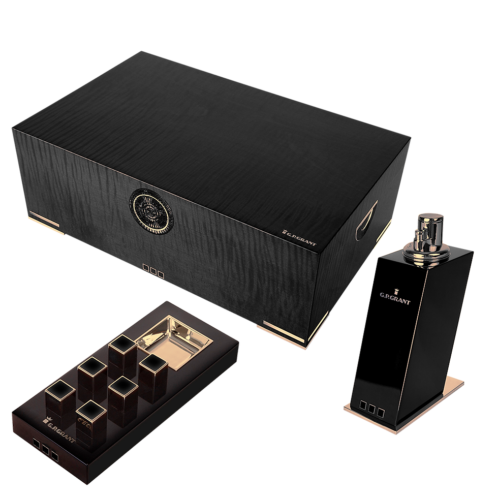 Best cigar humidors by gp-grant, jewellery humidor set with black diamonds and obsidian. JEWELLERY HUMIDOR box with gold