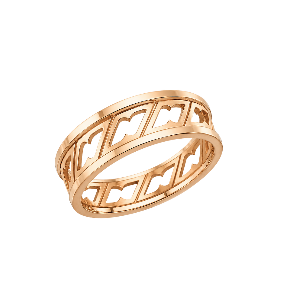     Alliance de mariage en or rose avec design architectural, alliance en or femme et bague de mariage design