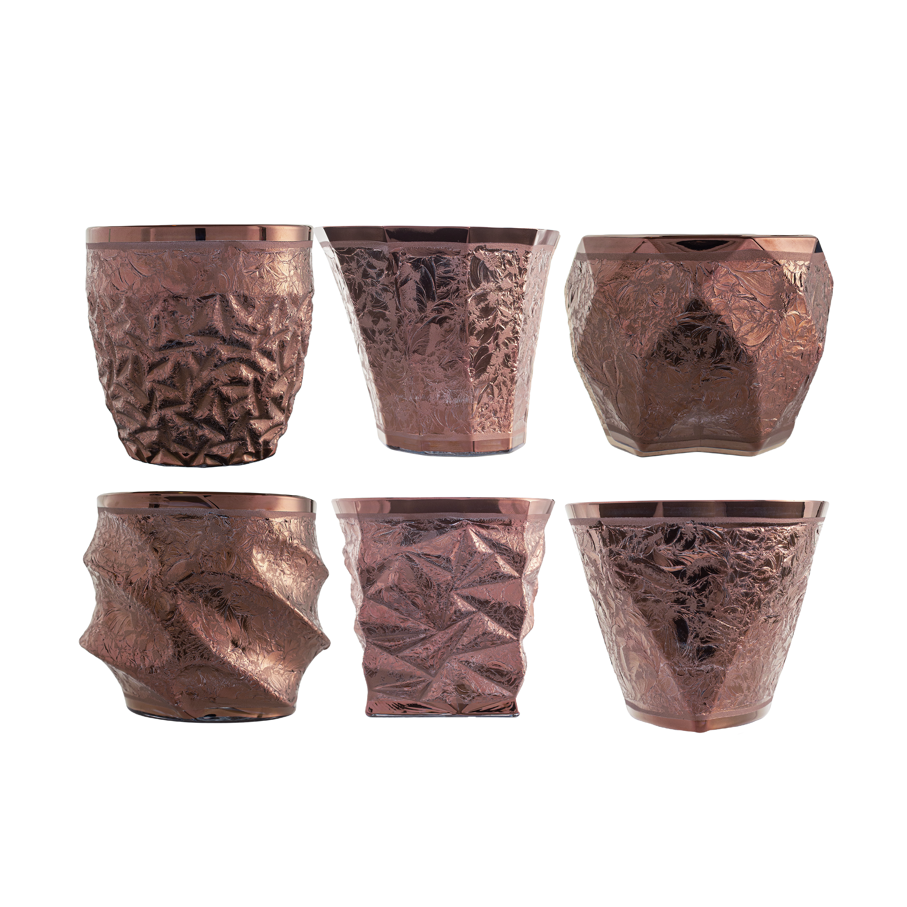 Buy GRIFFE MONTENAPOLEONE VETRERIE DI EMPOLI CAPRICIO bronze crystal glass set online. Set of 6 crafted in Italy.