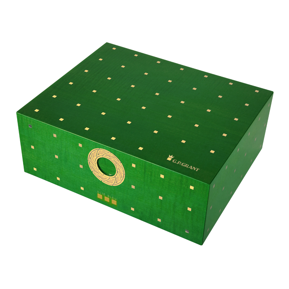 G.P.Grant Elie Bleu Cigar Humidor Box Natural Sycamore. Buy online; luxury design with metal cubes.