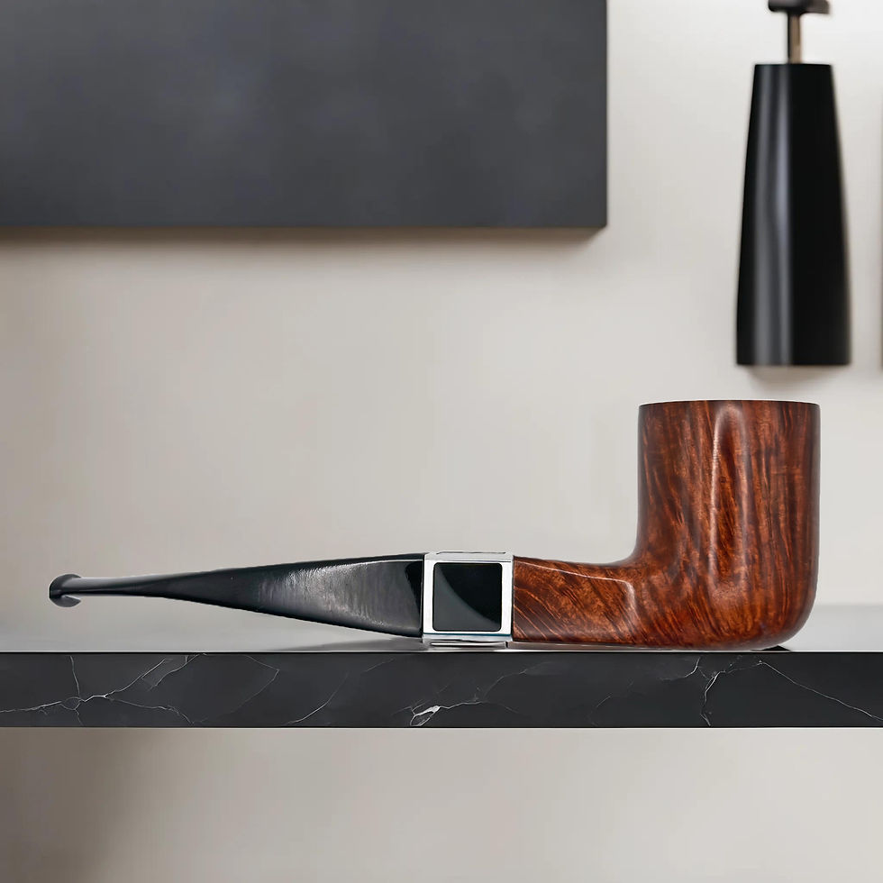 Thumbnail: Handmade smoking pipe with onyx inlay with premium wood texture, pipa artigianale