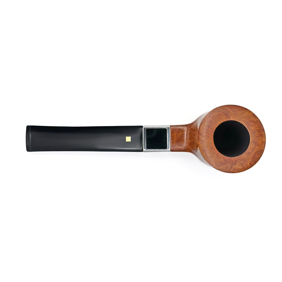 الصورة المصغرة: Luxury handmade smoking pipe featuring black onyx cube inlay and bent black stem, pipa artigianale