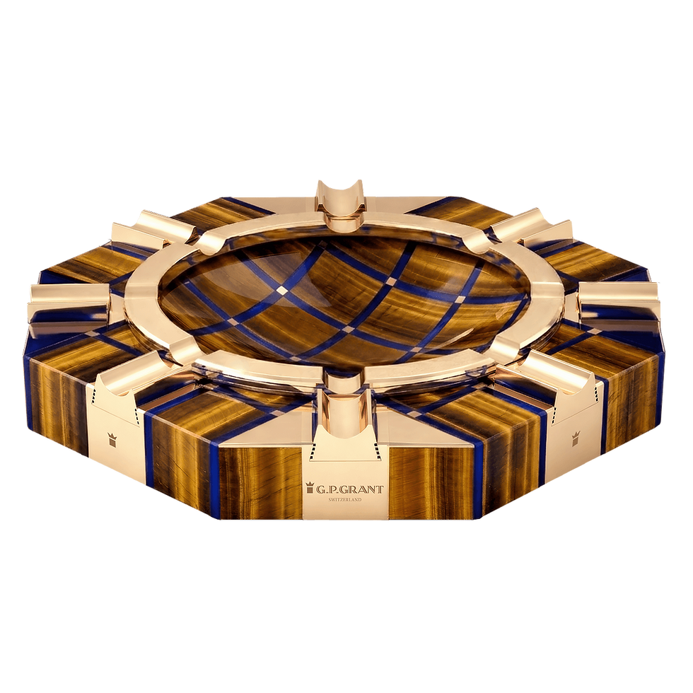 multi position luxury club ashtray in tiger eye stone for group cigar use