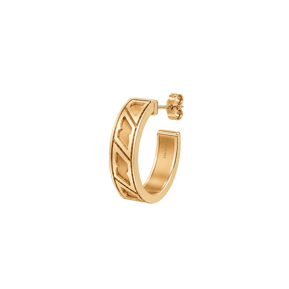 Miniatura: Goldohrringe. 18K Gelbgold Zaven Classic Creolen mit Diamantbändern und Reliefmuster.