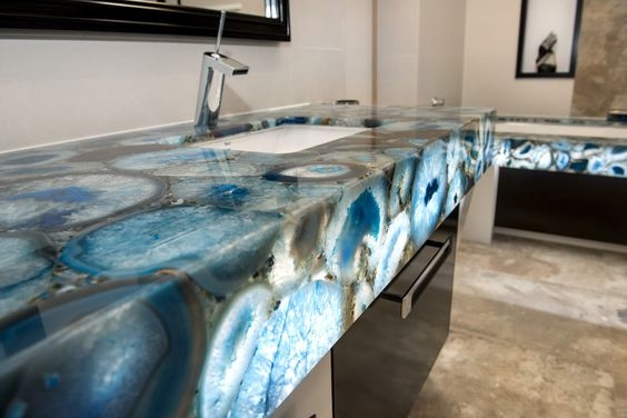 Both Duramica GemStone and GlassOnyx blue agate panels are perfect for various applications, offering unmatched elegance and practicality.
