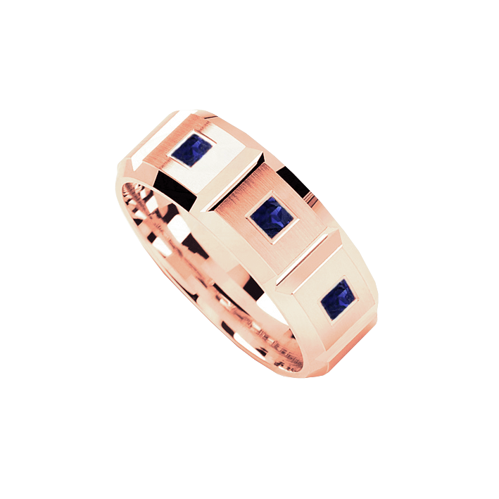 Miniature : Bague en or avec saphirs et diamants, fabriquée en or blanc 18k. Un choix sophistiqué pour des bagues en or uniques.
