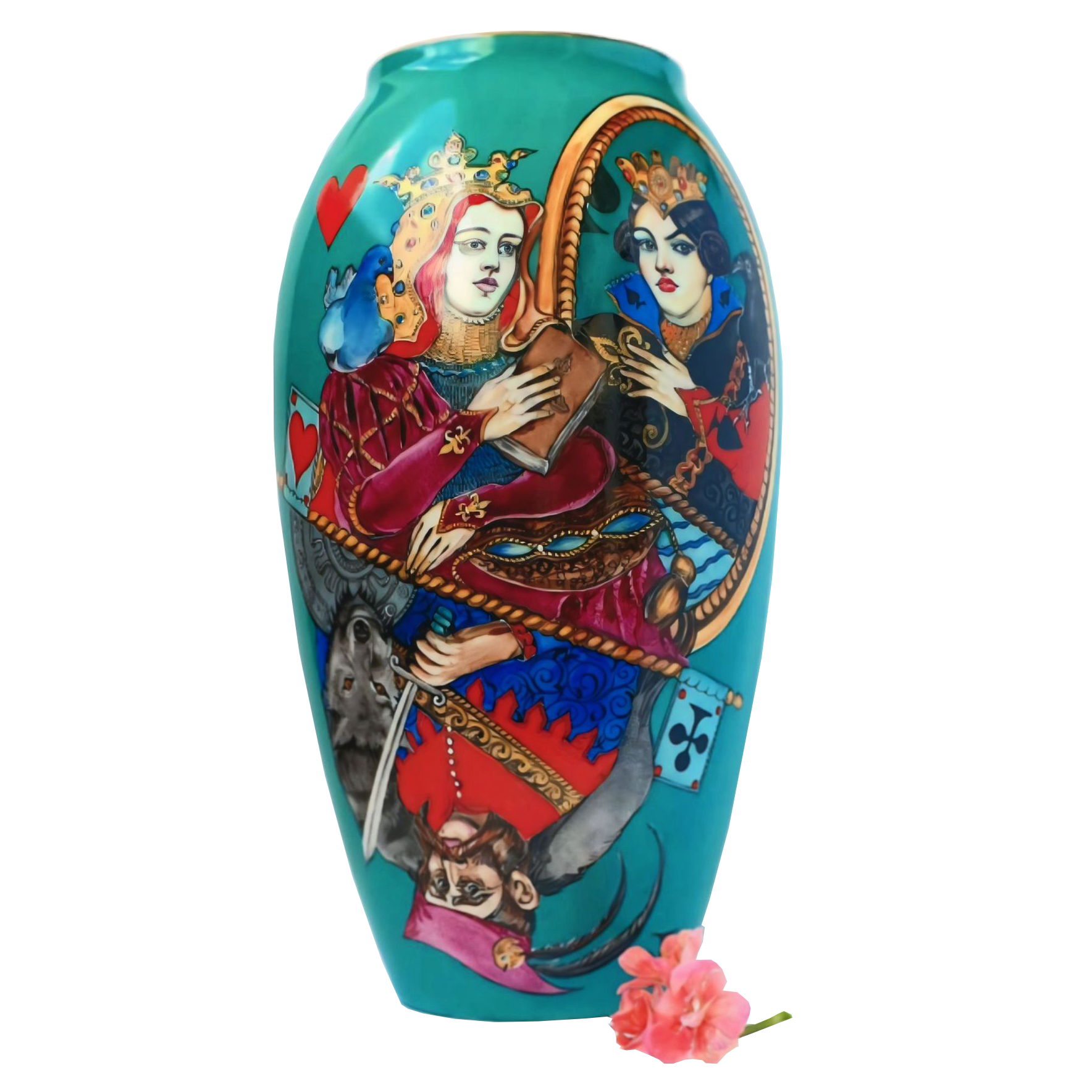 Entdecken Sie unsere authentischen handbemalten Porzellanvasen, verziert mit Poker-Motiven, gefertigt für langanhaltende Schö