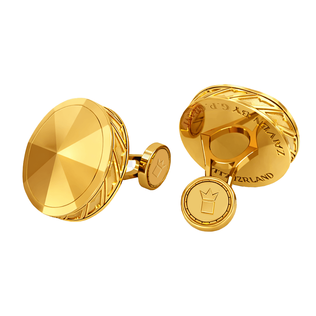 Pyramid Cufflinks in Sterling Silver and Yellow Gold, geometric luxury