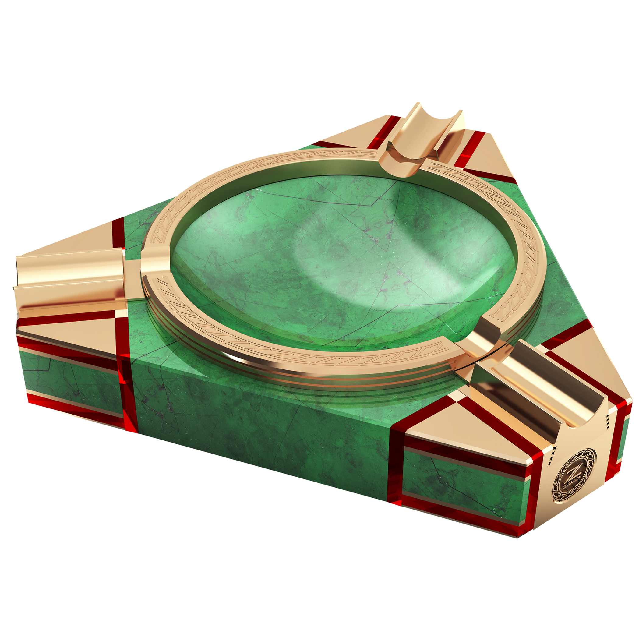 Authentic Unique Functional Cigarette & Cigar Ashtray Trio 84 Green Marble