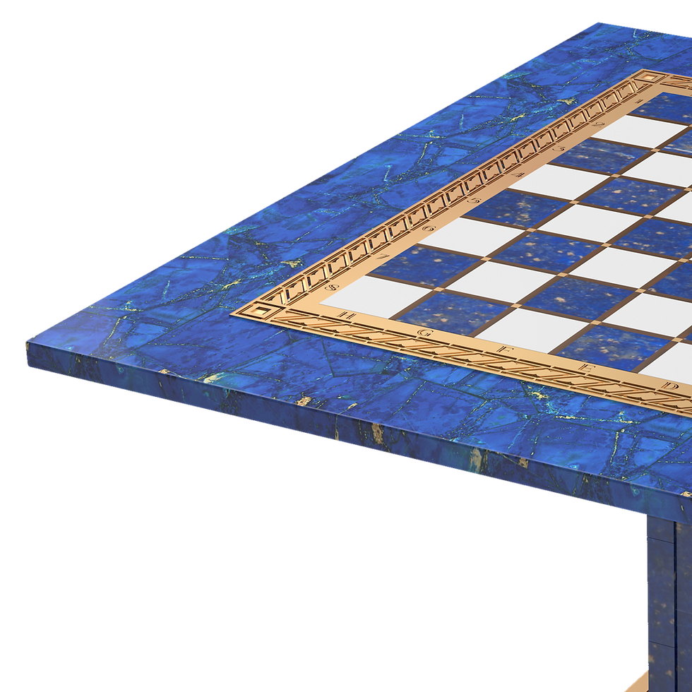 الصورة المصغرة: Schachtisch aus Edelsteinen mit Schachbrett aus italienischen Materialien