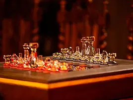 GP Grant luxury handcrafted crystal chess set with illuminated glass board and detailed pieces