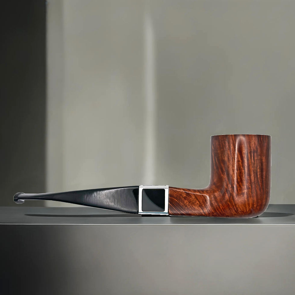 Thumbnail: Classic tobacco pipe with onyx inlay handcrafted for comfortable smoking, pipa de fumar