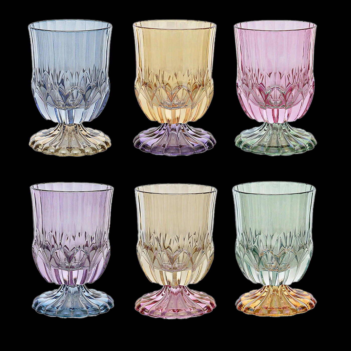 Creart Ada Crystal Stem Glasses Set: Enhance your table with these two-tone, handcrafted glasses. Elegant refined design