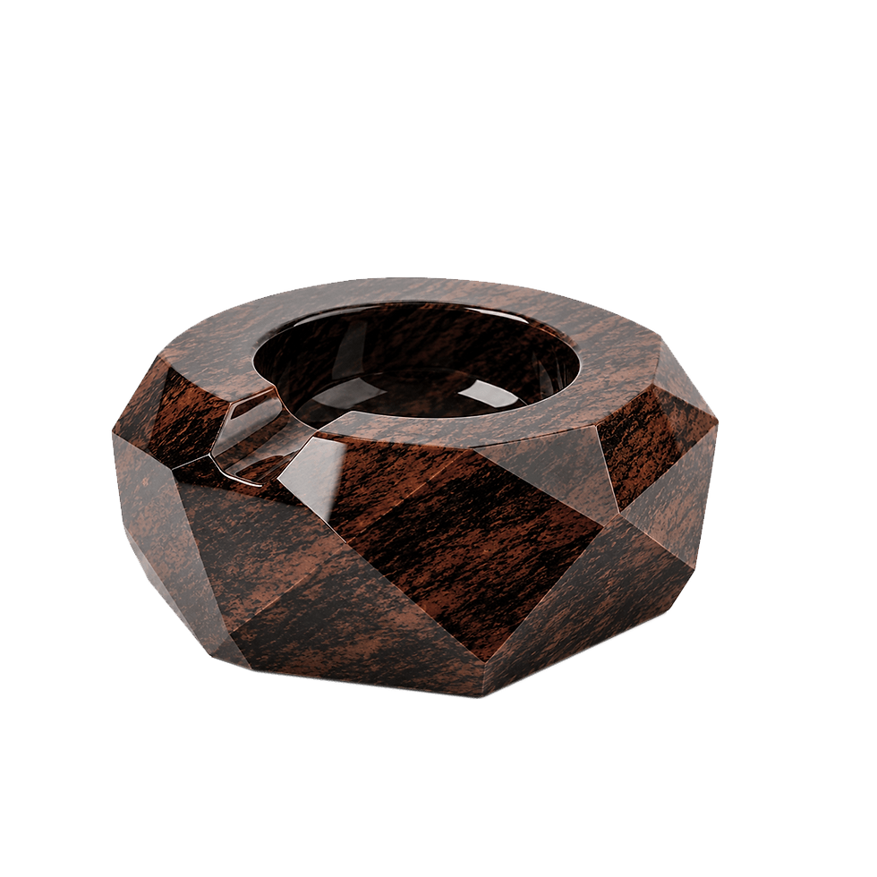 Brown Mahogany Obsidian cigar ashtray Type 5, featuring earthy volcanic patterns and a high-gloss finish, Aschenbecher