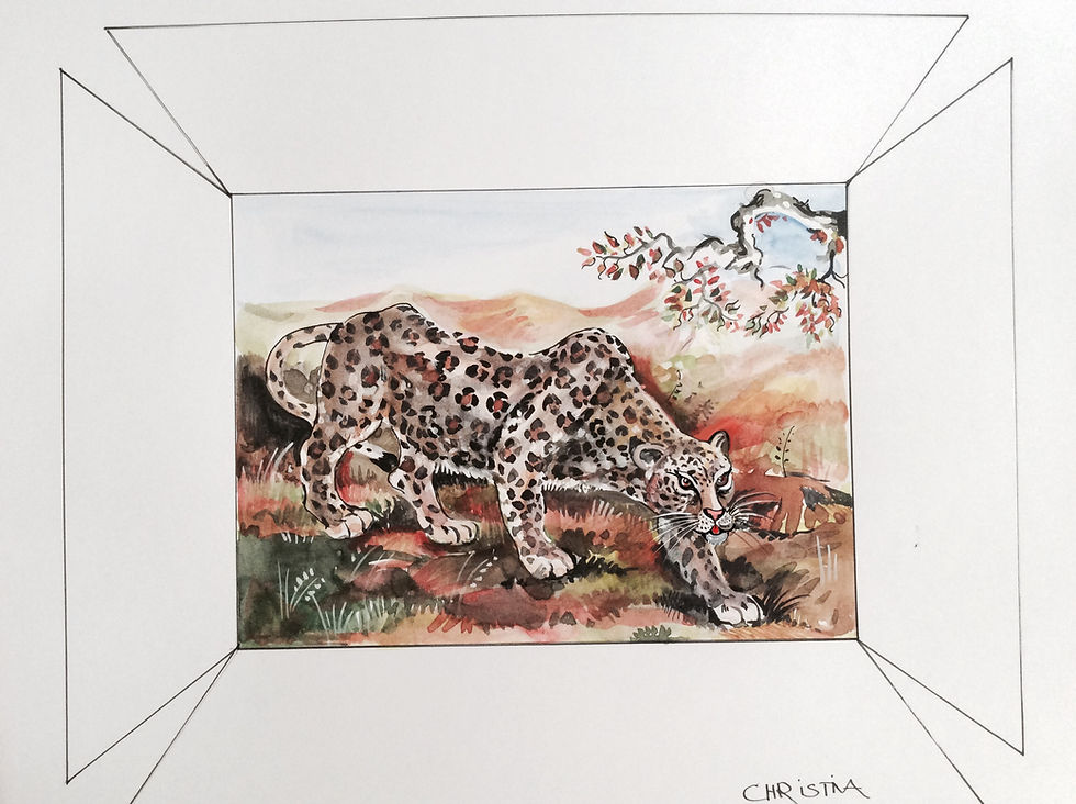 Miniature : Handgefertigter Porzellan-Aschenbecher und -Tablett mit einzigartigem Schneeleoparden-Design aus Limoges.