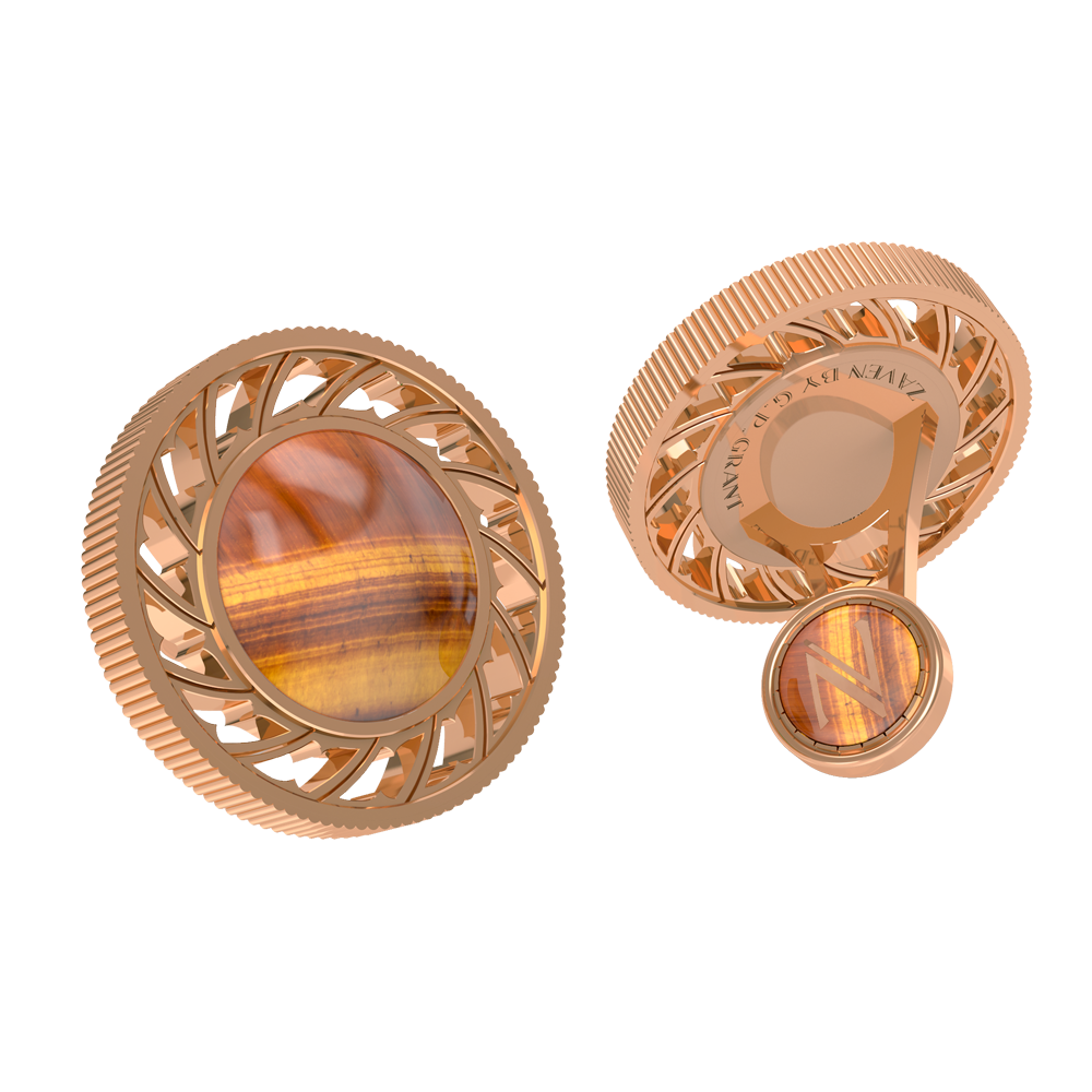 CUFFLINKS ZAVEN SPHERE TIGER EYE