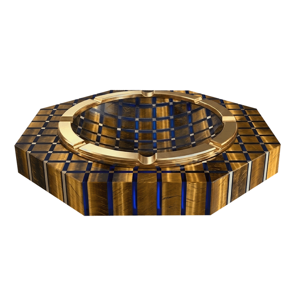tiger eye cigarette ashtray with natural stone pattern and functional form, Cendrier fonctionnel authentique pour cigarettes