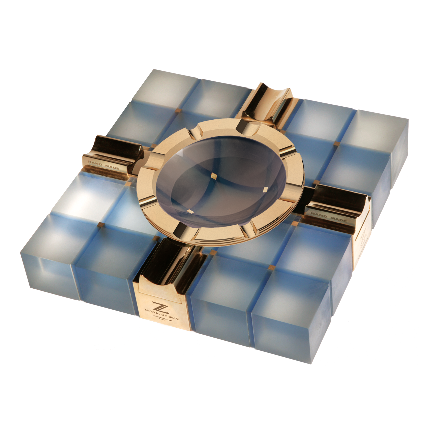 Handmade Cigarette & Cigar Ashtray Quartet 107 Glass Blue