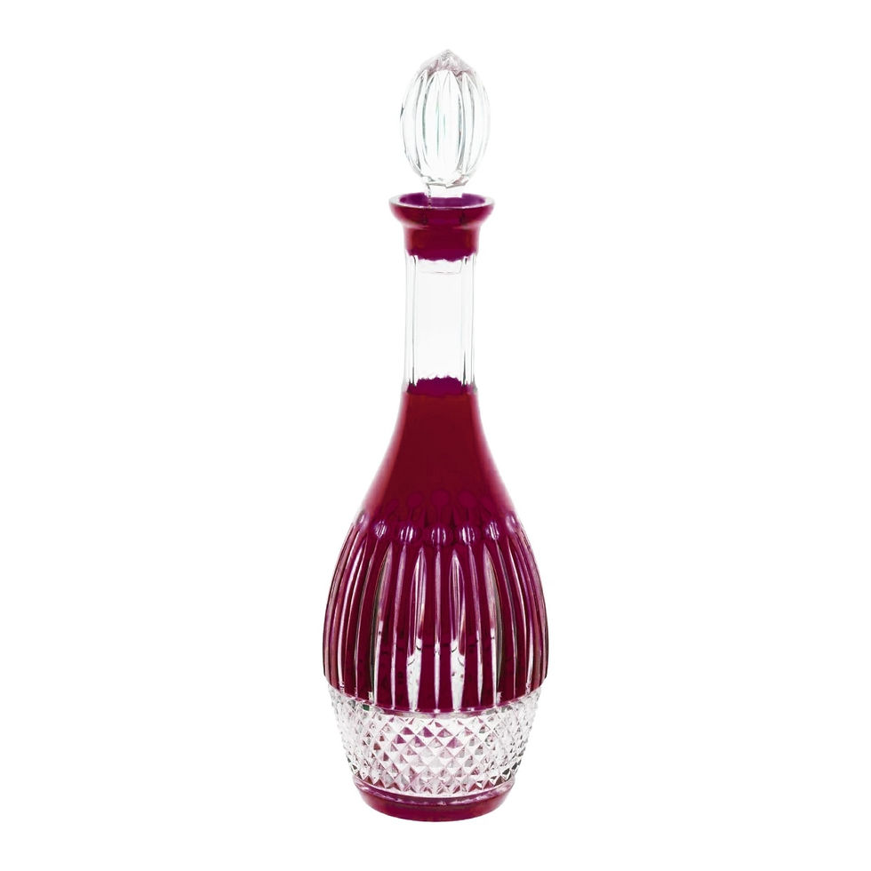 الصورة المصغرة: Zurich crystal decanter by Cristallerie de Montbronn. Available in clear and 13 vibrant shades.