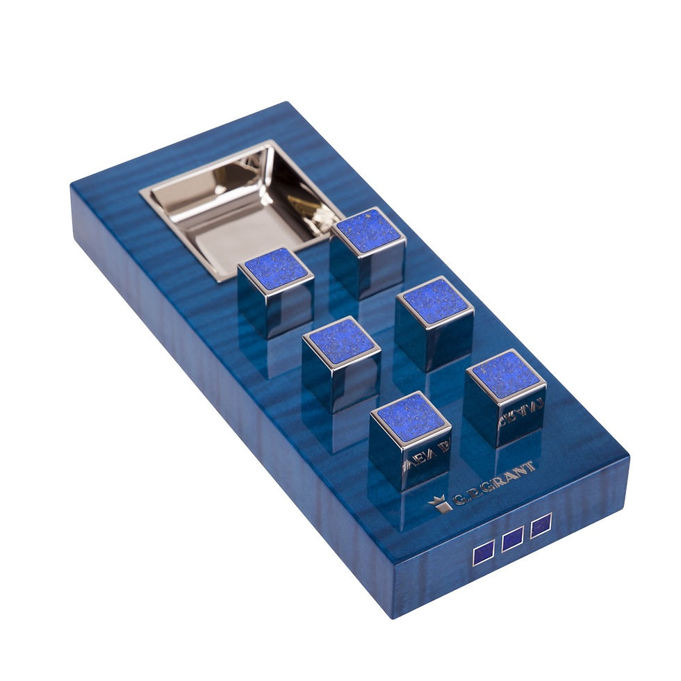 Miniatura: gp-grant platinum cigar ashtray with lapis lazuli inlays. cenicero para cigarros