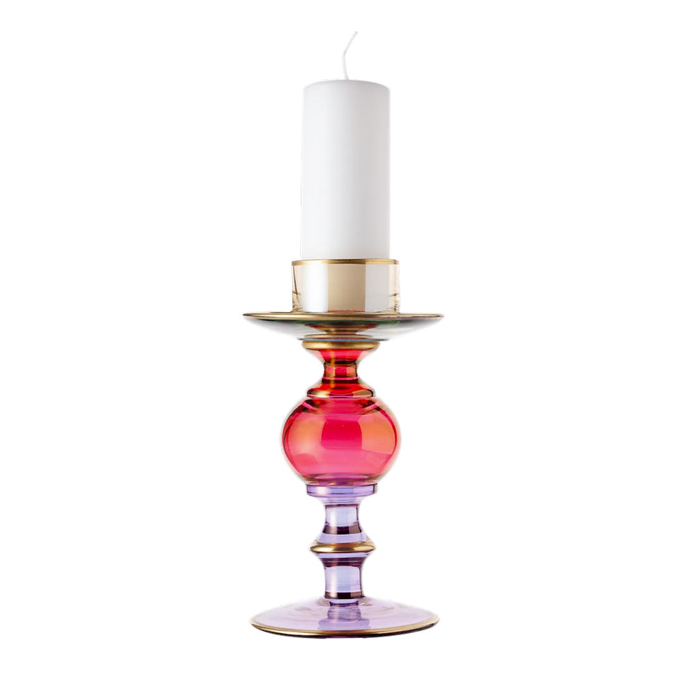 Miniature : Sophisticated Candle Holder: Dolce Vita Harlequin design with delicate pastels and gold accents, ideal for enhancing any spac