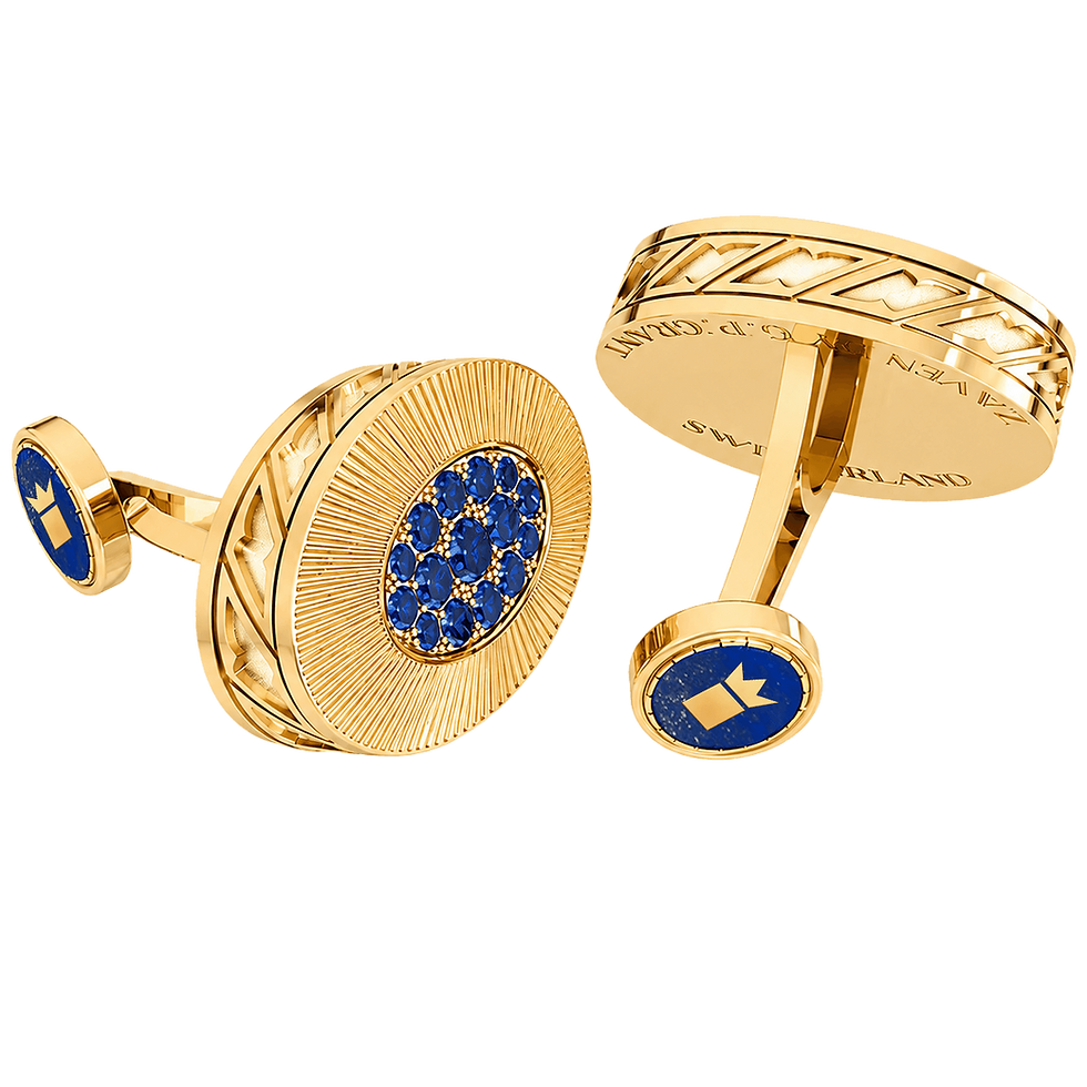 Vintage cufflinks in 18K Yellow Gold with a Lapis Lazuli stone and blue sapphires. أزرار أكمام.  Gemelli. Gemelos