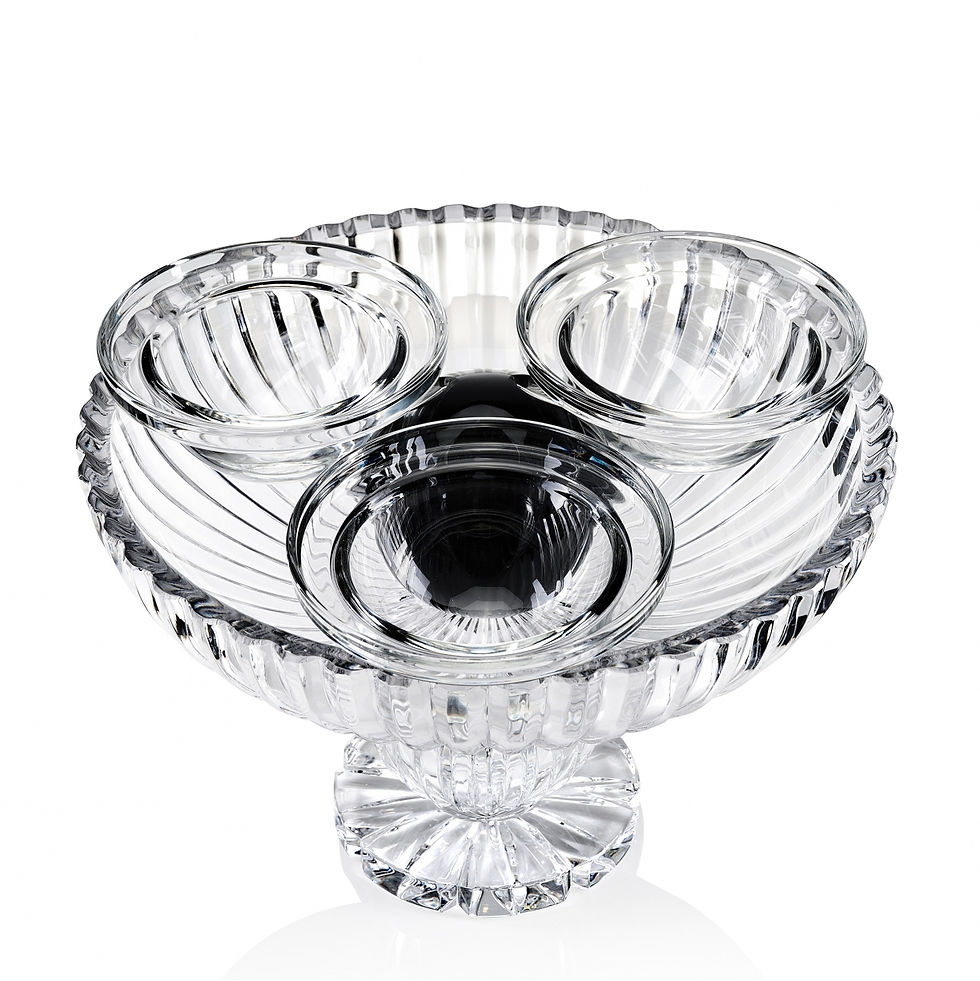 Miniature : Elegant Mario Cioni Crystal Caviar Serving Set or Centerpiece in Clear & Amber.
