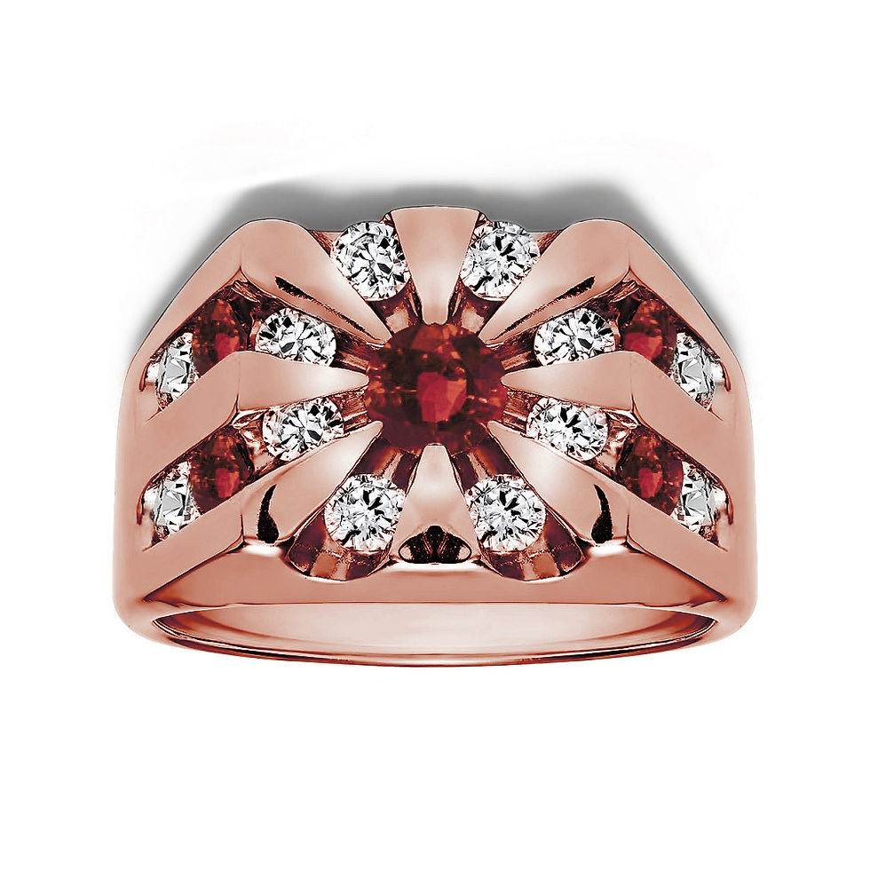 Explore the elegance of 18k rose gold rings with cognac and traditional diamonds, a unique and refined accessory for those se