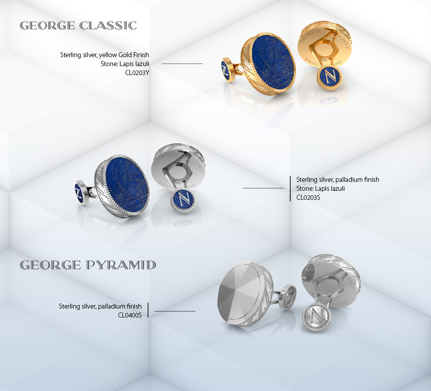 CUFFLINKS GEORGE CLASSIC ONYX ROSE