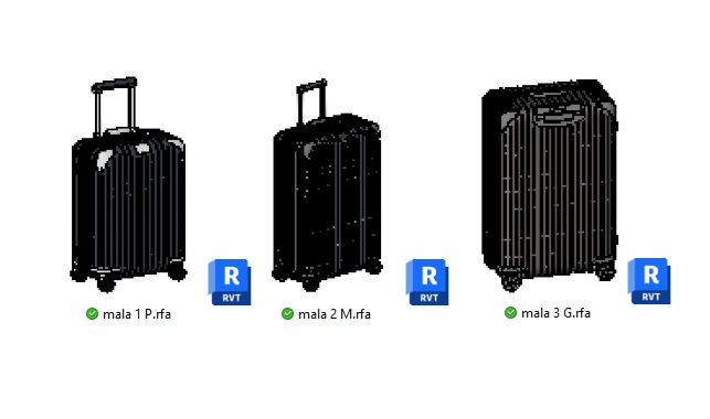 Thumbnail: Rolling Suitcase Kit 3 Sizes Block Revit Family